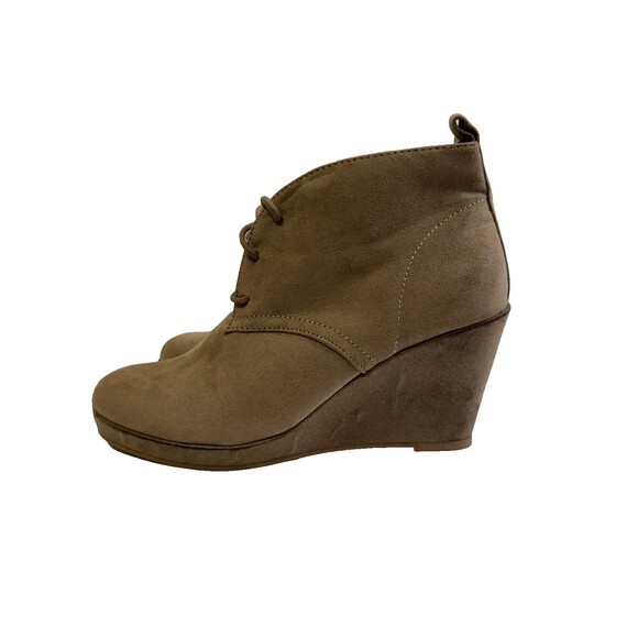 Dolce Vita Shoes - Dolce Vita DV Brown Suede Wedge Ankle Boots Lace Up Side Zip Women 7.5